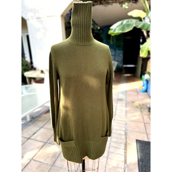 VTG Donna Karan NY Cashmere Olive Turtleneck LS Sweater SZ L Made in Hong Kong - Picture 3 of 13